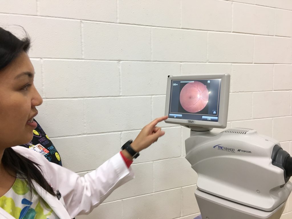 Dr. Liu explaining eye anatomy