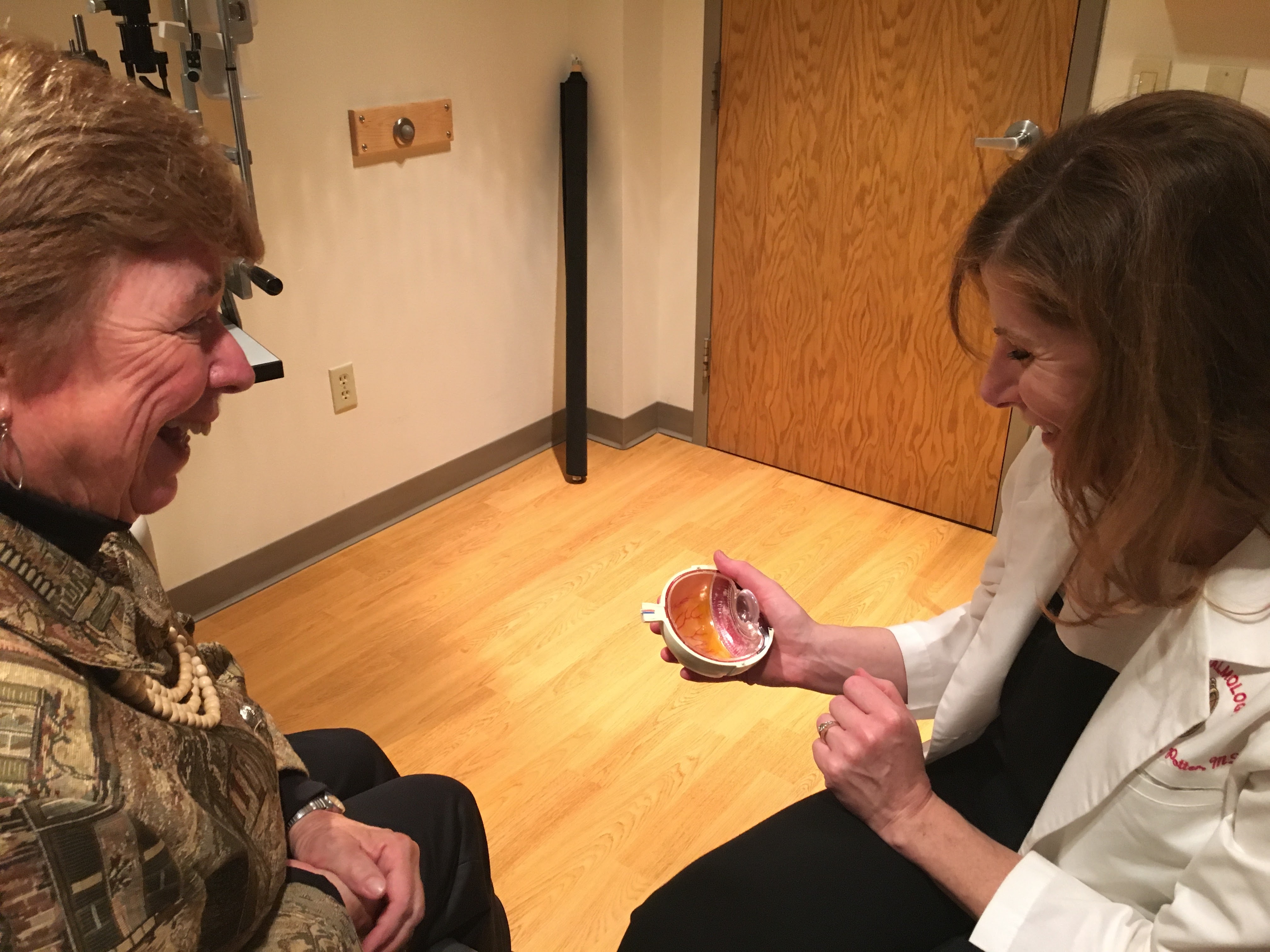 Ms. Jeffords and Dr. Potter discuss the cataracts and her new range of vision post-surgery.