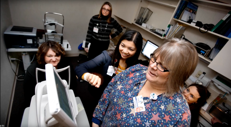 Dr. Yau Liu demonstrates teleophthalmology