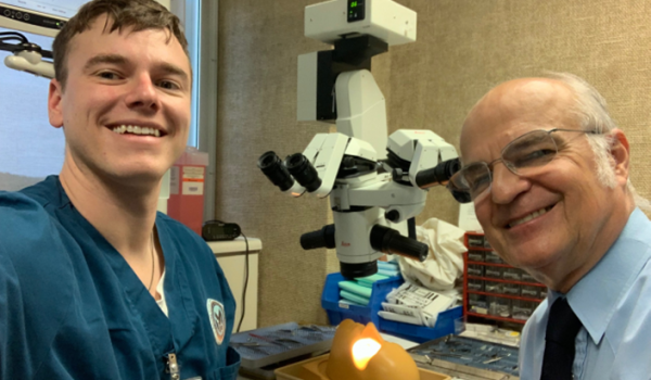 Kenneth Taylor, MD (Residency, 2022) and Daniel Fary, MD in the existing wet lab space at the William S. Middleton VA Hospital. This space can hold no more than two, limiting training opportunities. 
