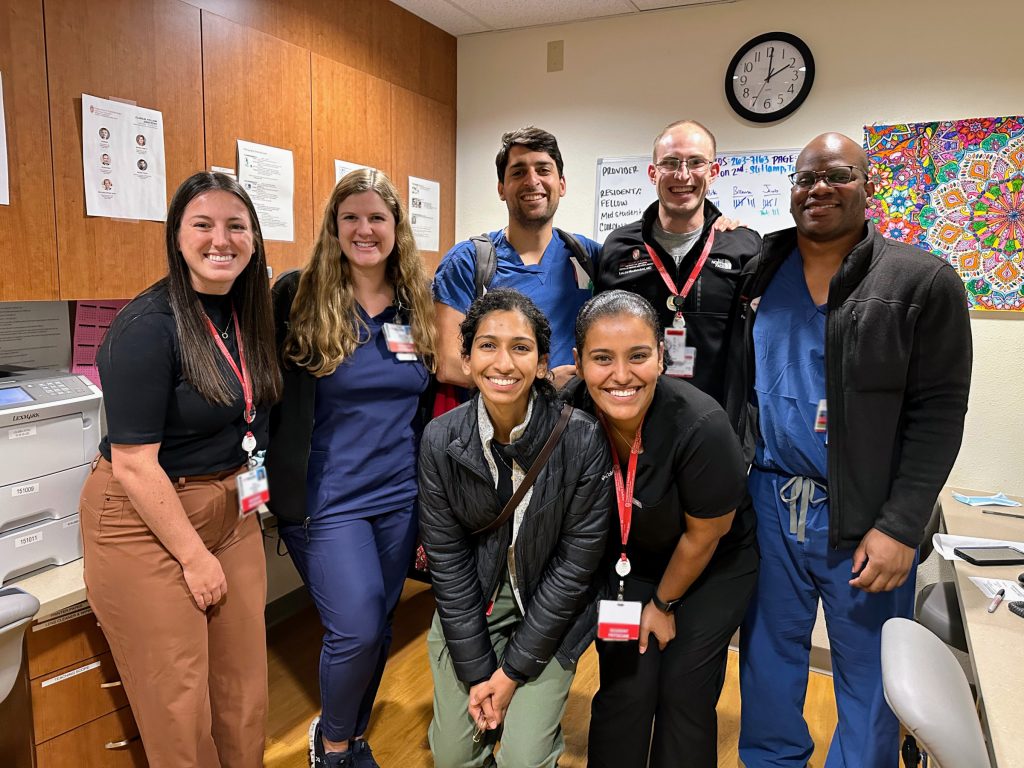 seven people in medical scrubs 