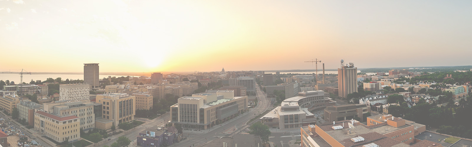 Sunrise beyond the Wisconsin Institute for Discovery building