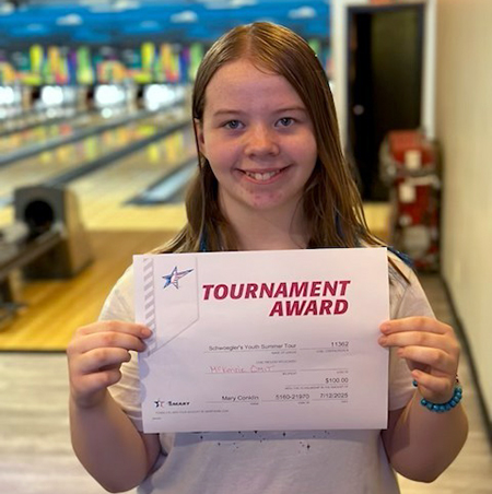 Kenzie Omit at bowling tournament