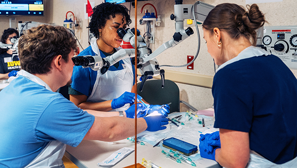 Ophthalmology residents at hands-on wet lab training